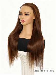 ALL READY WIG 棕色 Wear And Go 无胶假发 人发预剪 26 英寸 5x6 巧克力棕色直发无胶假发 人发预拔漂白结 #4 深棕色蕾丝闭合假发 180 密度 适合女性 - S4 - 查看 4