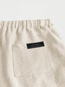 EASEVO Men's Plus Size Solid Color Drawstring Waist Pocket Wide Leg Loose Fit Long Pants - Beige - View 6