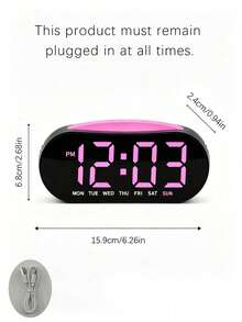 LED Digital Alarm Clock With Week Display, Dimmable Pink Large Screen Desk Clock, Dual Alarm Snooze Function Bedroom Table Clock For Home Decor, Support 12/24H Time Format - multicolor - View 8