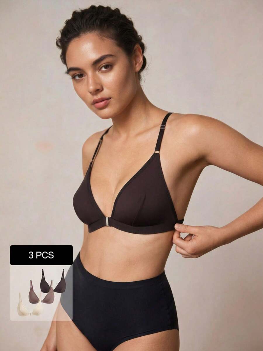 Veilyse 3pcs/Set Women Front Closure Wireless Brasfor Summerfor Summer