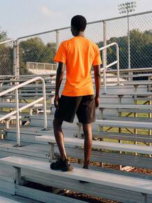 Gym Rark Men's Letter Print Short Sleeve Sports T-Shirt - Burnt Orange - View 2