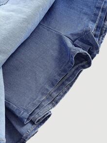 Girlism Rok Denim Biru Bertingkat untuk Remaja Putri - Medium Wash - View 5