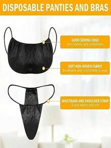 20pcs/50pcs Disposable Non-Woven Bras, Tube Tops For Spa, Sauna And Beauty Salons, Assorted Colors. 20pcs Set Includes 10 Panties And 10 Bras, 50pcs Set Includes 25 Panties And 25 Bras - Black - View 7