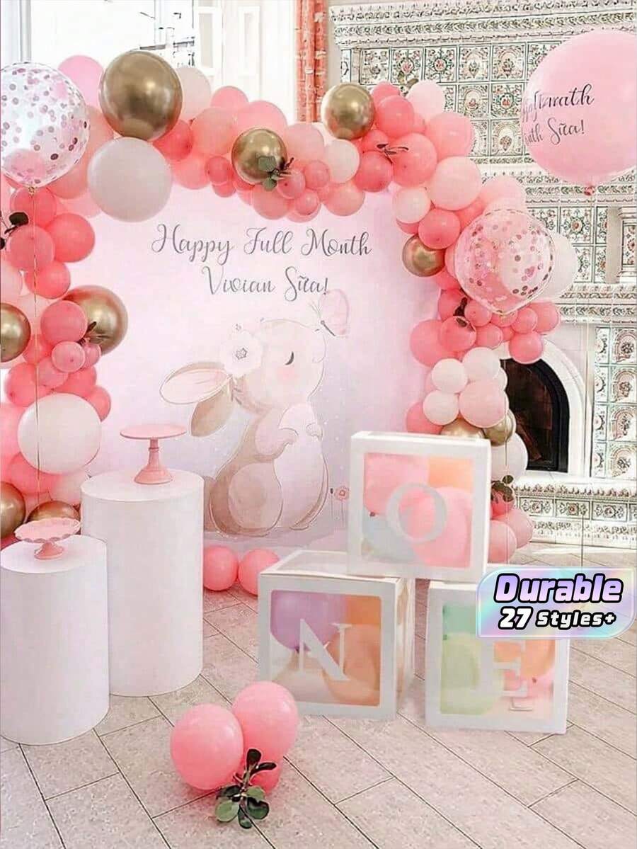 1/5Pcs Clear Balloon Box With Alphabet Letters – 27/1pc Letter Set, Transparent Acrylic Party Decor For Birthday, Bridal Shower, Gender Reveal - White - View 1