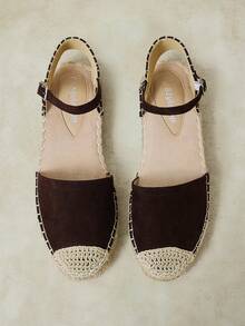 Styleloop Ladies, Straw Twine, Buckles, Lame Heels, Platform Flats. - Rust Brown - View 2