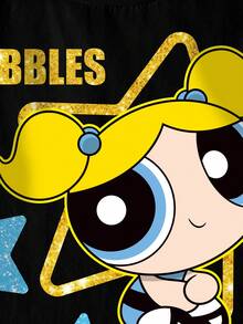 THE POWERPUFF GIRLS X SHEIN 女童圓領短袖休閒T恤 - 白色 - 查看 4