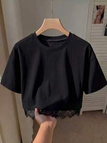 Comfortcana Women's All-Season Going Out Sexy Streetwear Y2k Chic Goth Punk Vintage Basic Preppy Washed Black Loose Short Crop Tops Black Tops Casual Blouses - Black - View 11