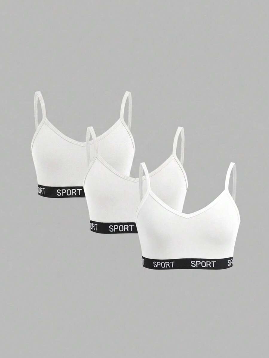 SHEIN Girlism 青少年女孩簡約字母彈性帶露背內褲3件組 - 白色 - 查看 1