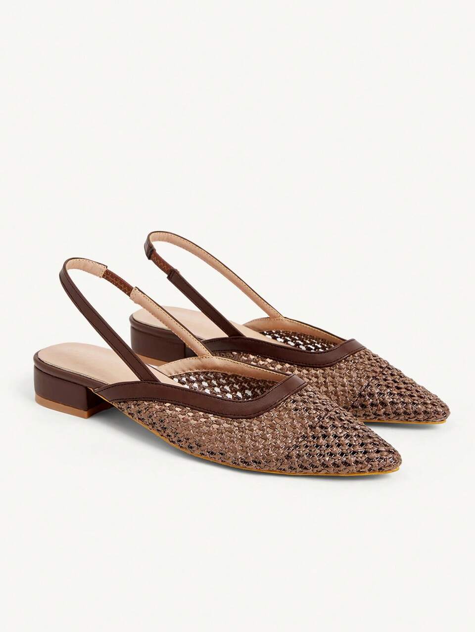 CUCCOO CHICEST Breathable Mesh Rear Strap Shoes, Simple Pointed Toe Low Heel Fashion Travel Gentle Style Outside Wear Women's Shoes Daily Versatile