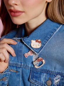 HELLO KITTY AND FRIENDS | SHEIN 3件組時尚可愛卡通鋅合金胸針別針組，包包吊飾，適合作為禮物、收藏品、紀念品 - 彩色 - 查看 2
