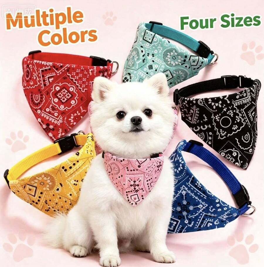PETSIN 1Pc Adjustable Triangular Bandage For Pet Dog Cat Washable Scarf Bandana Collar Bibs Cat Neck Decor Birthday Party Dress Up - Multicolor - View 1