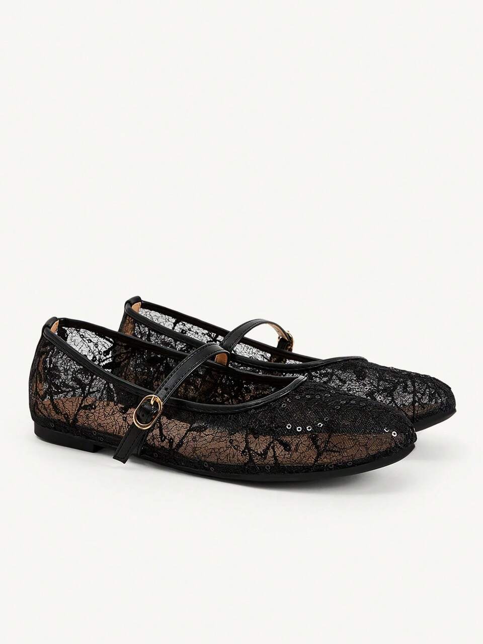 CUCCOO CHICEST Lace Mesh Mary Jane Shoes Women's Summer, Breathable Buckle Flats, Daily Commuting Dating Gentle Shoes Fall Shoes