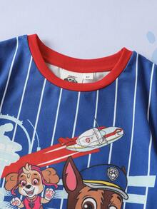 SHEIN | PAW Patrol Young Boy Colorblock Striped Cartoon Print T-Shirt - Multicolor - View 4