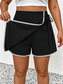 SHEIN Frenchy 大尺碼女款拼色休閒百搭日常裙褲 - 彩色 - 查看 3