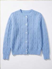 Cévolie Autumn/Winter Slouchy Loose Fit Elegant Casual Commute Knit Cardigan Versatile Sweater - Blue - View 8