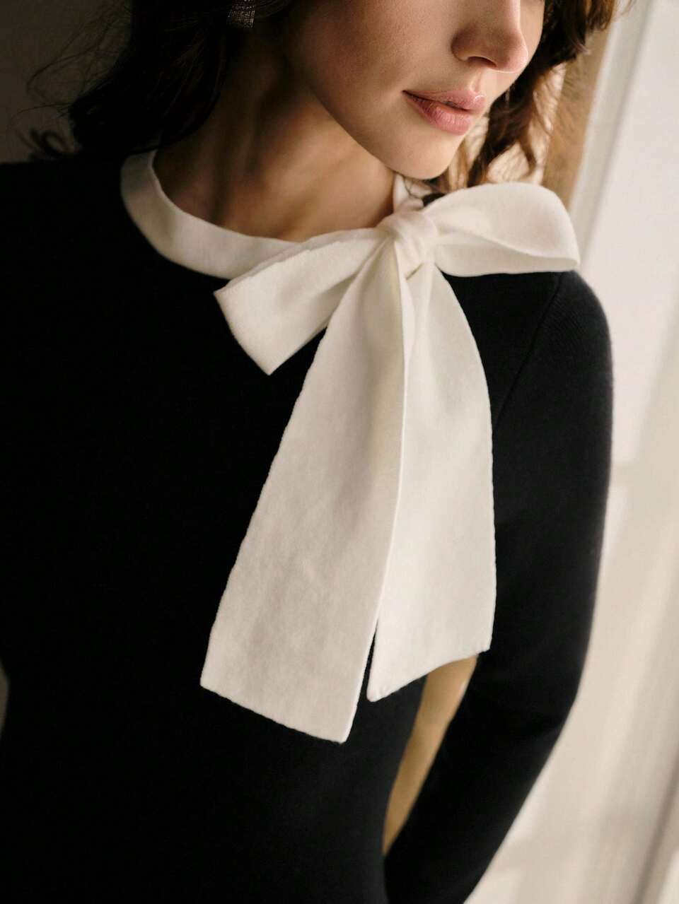 MOTF Vestido de suéter elegante con decoración de lazo para mujer