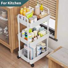 1pc 2/3/4/5-Tier Rolling Storage Cart, Plastic Material, Multipurpose For Office, Kitchen, Bathroom, And Bedroom Organization Outdoor Decor - Car Storage Rack/Black - View 2