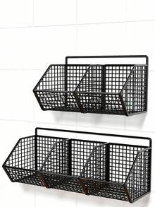Durable Metal Wall-Mounted Kitchen Basket Rack, Multi-Functional Kitchen Storage Organizer, Can Hang Spices, Garlic, Onions, Vegetables, Effectively Improve Kitchen Space Utilization And Reduce Clutter - Black - View 10