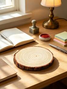 1件大尺寸鄉村風木飾品，天然原色柚木，適合桌面裝飾，適用於婚禮、生日、DIY手工與居家裝飾 - 原木色 - 查看 9