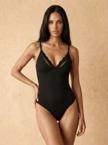Silquee Mono deportivo sexy de verano con tirantes finos de color liso - Negro - Ver 1