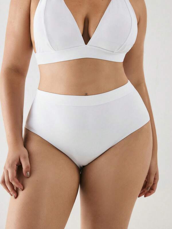 YARNWELL Plus Size Women's High Waist Bikini Bottoms