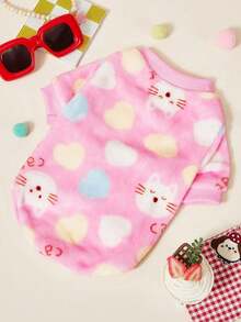 PETSIN 1pc Pet Cat Dog Universal Foundation Make-Up Kitten Love Fashion Pattern Printing Plush Warm Elastic Comfortable Dog Round Neck Sweater - Multicolor - View 5