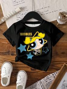 THE POWERPUFF GIRLS X SHEIN 女童圓領短袖休閒T恤 - 白色 - 查看 7