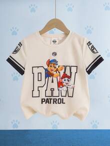 SHEIN | PAW Patrol Young Boy Round Neck Letter Cartoon Print Casual Daily Short Sleeve T-Shirt - Multicolor - View 3