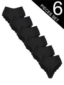 SHEIN Random Quantity Women's Seamless High Waist Wavy Edge Thong - Black - View 3
