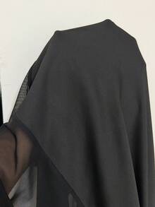 Solflare 大尺碼優雅綁帶不對稱下擺百褶上衣與純色喇叭褲兩件套 秋季 - 黑色 - 查看 8