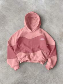 STEELVANCE Men's Letter Print Long Sleeve Loose Casual Hoodie Sweatshirt - Pink - View 1