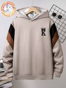 SHEIN 青少年男孩休閒拼色字母印花衛衣，適合秋冬穿著 - 彩色 - 查看 4