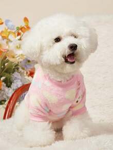 PETSIN 1pc Pet Cat Dog Universal Foundation Make-Up Kitten Love Fashion Pattern Printing Plush Warm Elastic Comfortable Dog Round Neck Sweater - Multicolor - View 10