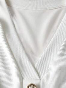 GlowEve CURVE Plus Size Women's Elegant Versatile Commute Vintage Knit V-Neck Exquisite Fashion Top T-Shirt Fall - White - View 4