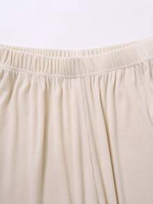 Rusticease Conjunto de 2 piezas de top y pantalones de unicolor casual de otoño para tallas grandes - Albaricoque - Ver 9