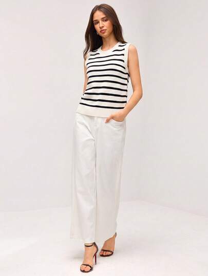 SHEIN Orluneo 新款春秋季休闲温柔韩版甜美针织女士毛衣背心