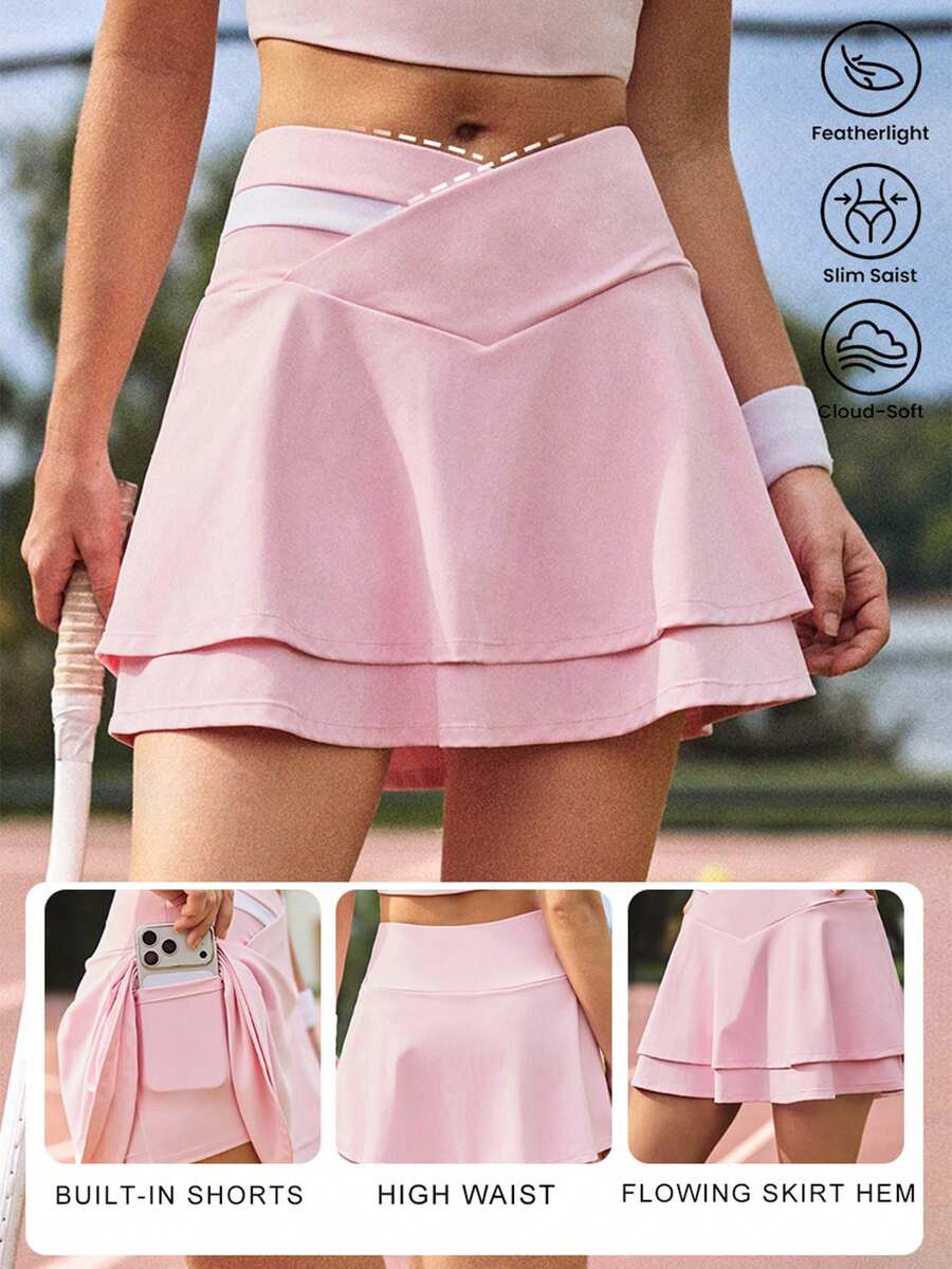 CourtClass CourtClass 女款拼色口袋休閒百搭日常旅行運動裙褲 - 粉色 - 查看 1