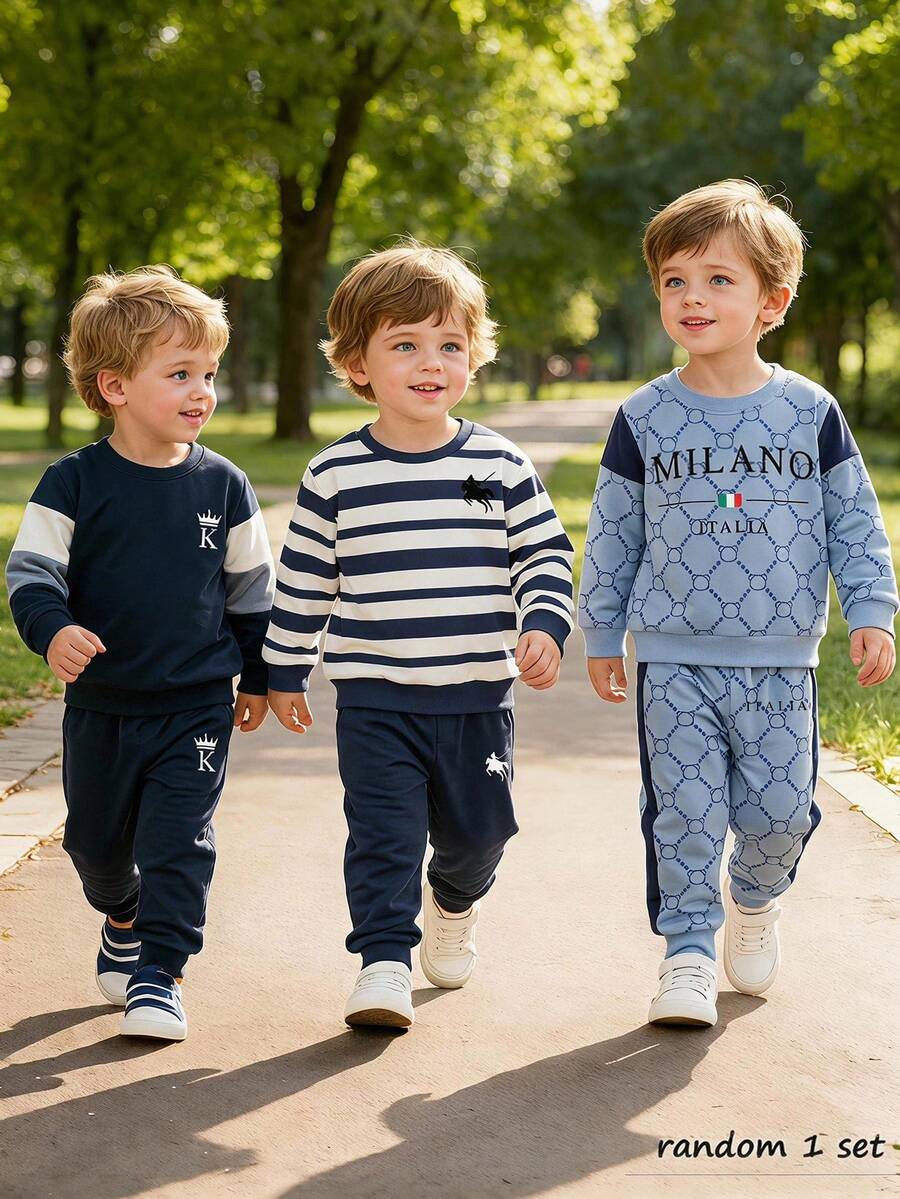 Baby Boy 1 Random Set, A Simple Yet Elegant Casual Hoodie With Round-Neck Design, Long Sleeves Winter Warm Autumn Comfy Versatile - Multicolor - View 1