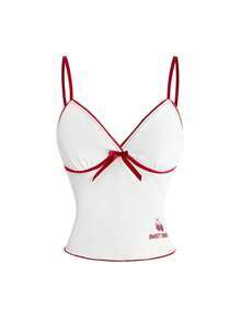 Sweetness Y2K Cute Hot Girl Colorblock V-Neck Cherry Print Women's Tank Top, Spring, Summer, Autumn, School, Graduation Season, Vacation, Music Festival, Picnic - Multicolor - View 1
