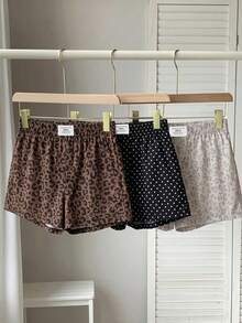 SHEIN EZwear 休閒大尺碼女款字母印花牛仔彈性腰短褲 - 彩色 - 查看 6