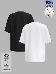 SHEIN BASICS 女款休閒百搭純色短袖T恤 - 彩色 - 查看 2