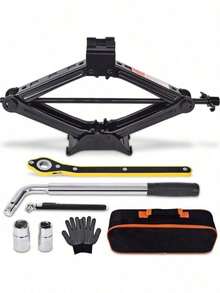 2-Ton (4409 Lbs) Scissor Jack Set, Tire Changing Tool Kit, Universal Automotive Emergency Tool Kit (Including Tire Wrench), Suitable For Sedan And Suv Tire Replacement - Multicolor - View 9
