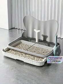 1Pc Indoor Dog Toilet With Splash Guard, Removable Grid Tray And Urine Pad, Easy-To-Clean Pet Training Pad, Suitable For Small/Medium Dogs, With Shovel - Multicolor - View 1