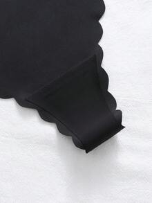 SHEIN Random Quantity Women's Seamless High Waist Wavy Edge Thong - Black - View 7