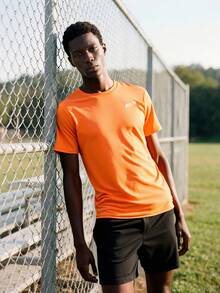 Gym Rark Men's Letter Print Short Sleeve Sports T-Shirt - Burnt Orange - View 6