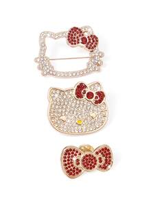 HELLO KITTY AND FRIENDS | SHEIN 3件組時尚可愛卡通鋅合金胸針別針組，包包吊飾，適合作為禮物、收藏品、紀念品 - 彩色 - 查看 5