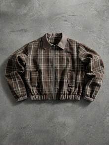 Manfinity Hypemode Men's Autumn/Winter Plaid Long Sleeve Zip-Up Casual Overcoat - Multicolor - View 1