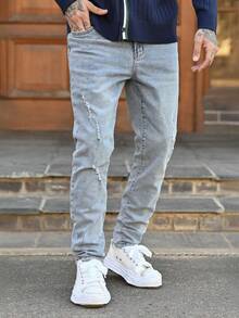 Devon Thys Men's Casual Slim Fit Pocket Jeans Streetwear Jeans - Light Wash - View 5