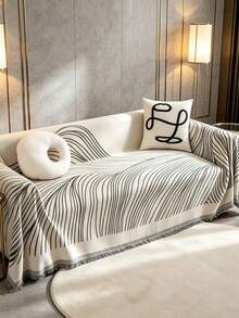 Sofa Cushion, Simple And Modern Sofa Cover, Anti-Slip Seat Cushion, Universal Sofa Cover For All Seasons, Sofa Cover Cloth - Black and White - View 9