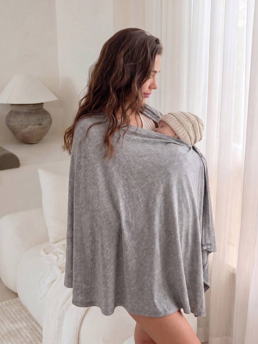 SHEIN Maternity Nursing Casual Everyday Top,Autumn Outfit For Women - Khaki - View 1